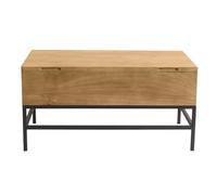 YPSTER - Mesa de centro elevable industrial de madera maciza y metal, color negro L90 cm