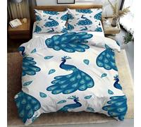 Ypthriline Azul Pavo Real 3D Juego de Funda Nordica 150x220 cm Minimalista Moderno 3 Piezas Microfibra Fundas Nórdicas con 2 Fundas de Almohada 50x75 para Adultos, Niños y Niñas