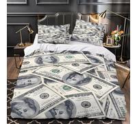 Ypthriline Billetes 3D Juego de Funda Nordica 150x220 cm Único 3 Piezas Microfibra Fundas Nórdicas con 2 Fundas de Almohada 50x75 para Adultos, Niños y Niñas