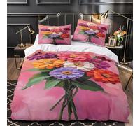 Ypthriline Crisantemo Ramo 3D Juego de Funda Nordica 150x220 cm Estilo Pintura al óleo 3 Piezas Microfibra Fundas Nórdicas con 2 Fundas de Almohada 50x75 para Adultos, Niños y Niñas