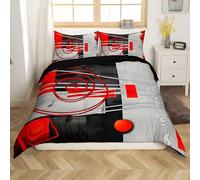 Ypthriline Estampado de líneas Juego de Funda Nordica 260x240 cm Moda Roja 3 Piezas Microfibra Fundas Nórdicas con 2 Fundas de Almohada 50x75 para Adultos, Niños y Niñas