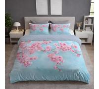 Ypthriline Flores de Cerezo Juego de Funda Nordica 260x240 cm Azul 3 Piezas Microfibra Fundas Nórdicas con 2 Fundas de Almohada 50x75 para Adultos, Niños y Niñas