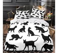 Ypthriline Gato Negro 3D Juego de Funda Nordica 150x220 cm Minimalista 3 Piezas Microfibra Fundas Nórdicas con 2 Fundas de Almohada 50x75 para Adultos, Niños y Niñas