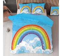 Ypthriline Nubes de arcoíris Juego de Funda Nordica 220x240 cm Cielo Azul 3 Piezas Microfibra Fundas Nórdicas con 2 Fundas de Almohada 50x75 para Adultos, Niños y Niñas