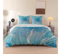 Ypthriline Olas del océano 3D Juego de Funda Nordica 150x220 cm Azul 3 Piezas Microfibra Fundas Nórdicas con 2 Fundas de Almohada 50x75 para Adultos, Niños y Niñas