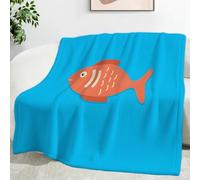 Ypthriline Pez pequeño Naranja Manta, Pez de Dibujos Animados Mantas de Franela de Microfibra 220×240 CM, Esponjoso y Termica, Manta para Sofás, Camas, Sillones Reclinables