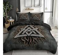 Ypthriline Tótem Juego de Funda Nordica 180x200 cm Negro 3 Piezas Microfibra Fundas Nórdicas con 2 Fundas de Almohada 50x75 para Adultos, Niños y Niñas