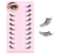 YPYMOD 10 Pares Pestañas Postizas, Pestañas de Ojo de Gato Banda Tranparentes Suave y Reutilizable Half Lashes, Pestañas Postizas Naturales Medias Pestañas Wispy
