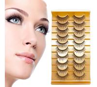YPYMOD 10 Pares Pestañas Postizas, Pestañas de Ojo de Gato Banda Tranparentes Suave y Reutilizable Half Lashes, Pestañas Postizas Naturales Medias Pestañas Wispy(H08)