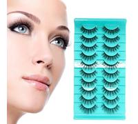 YPYMOD 10 Pares Pestañas Postizas, Pestañas de Ojo de Gato Banda Tranparentes Suave y Reutilizable Half Lashes, Pestañas Postizas Naturales Medias Pestañas Wispy(HG14)