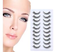 YPYMOD 10 Pares Pestañas Postizas, Pestañas de Ojo de Gato Banda Tranparentes Suave y Reutilizable Half Lashes, Pestañas Postizas Naturales Medias Pestañas Wispy(H15)
