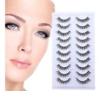 YPYMOD 10 Pares Pestañas Postizas, Pestañas de Ojo de Gato Banda Tranparentes Suave y Reutilizable Half Lashes, Pestañas Postizas Naturales Medias Pestañas Wispy(H10)