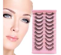 YPYMOD 10 Pares Pestañas Postizas, Pestañas de Ojo de Gato Banda Tranparentes Suave y Reutilizable Half Lashes, Pestañas Postizas Naturales Medias Pestañas Wispy(H07)