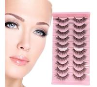 YPYMOD 10 Pares Pestañas Postizas, Pestañas de Ojo de Gato Banda Tranparentes Suave y Reutilizable Half Lashes, Pestañas Postizas Naturales Medias Pestañas Wispy(H16)
