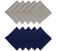 YPYMOD 10 Piezas Gamuza Limpia Gafas, Paños de Limpieza de Microfibra para Lentes, Gafas, Pantallas, Tabletas, Anteojos(5 Azul Oscuro, 5 Gris Claro)
