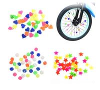 YPYMOD 108 Piezas Decoraciones de Cuentas de Radios de Bicicleta de Colores, de Radios Reflectantes de Bicicleta para Niños, Tipo Bola Luminosa Deslizante, Tipo Estrella Fija, Corazón Fijo