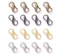 YPYMOD 16 Clips de Cierre de Cremallera, Tiradores de Cremallera de Repuesto, Pequeños Clips de Resorte de Doble Apertura, Para Bolsos Mochilas (Plata, Oro, Color de La Pistola, Bronce)