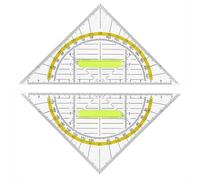 YPYMOD 2 Piezas 16cm Triángulo de Geometría, Tablero Triangular Multifuncional Transparente de Plástico, Para Oficina de Estudiante, Con Mango Amarillo Extraíble