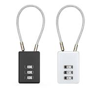 YPYMOD 2 Piezas Candados de Equipaje, Candados Pequeños de Combinación 3 Digitos, Pequeños Candados de Cable con Código, Aleación Para Mochila, Tienda, Cremallera, Maleta, Gimnasio(Negro, Gris)