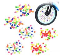 YPYMOD 216 Piezas Decoraciones de Cuentas de Radios de Bicicleta de Colores, de Radios Reflectantes de Bicicleta para Niños, Tipo Bola Luminosa Deslizante, Tipo Estrella Fija, Corazón Fijo