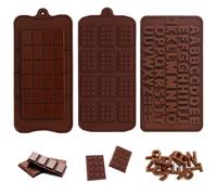 YPYMOD 3 Piezas Moldes De Silicona Para Chocolat, Alimenticio Antiadherente Break Apart Moldes De Chocolate Para Dulces, Cubitos Hielo, Gofres, Molde Para Hornear(22.5cm*10.5cm）