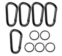 YPYMOD 5 Pares Mosquetones, Ganchos de Aluminio Negro para Hamacas, Llaveros, Camping, Pesca, Columpios y Accesorios de Senderismo