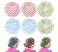 YPYMOD 6 Piezas Gorro Ducha Mujer, Gorros de Ducha Impermeable, Reutilizables Gorro de Baño Elástico, Lavables Banda Gorros de Pelo, Para Salón, Spa, Viajes