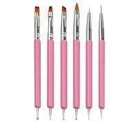 YPYMOD 6 Piezas Plumas de Arte de Uñas, Herramientas de Doble Punta de Uñas, Nail Dotting Manicure Tools, para Diseño de Uñas en Gel y Manicura Profesional(Rosa)