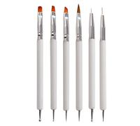YPYMOD 6 Piezas Plumas de Arte de Uñas, Herramientas de Doble Punta de Uñas, Nail Dotting Manicure Tools, para Diseño de Uñas en Gel y Manicura Profesional(Blanco)