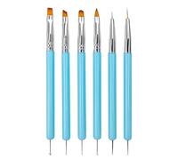 YPYMOD 6 Piezas Plumas de Arte de Uñas, Herramientas de Doble Punta de Uñas, Nail Dotting Manicure Tools, para Diseño de Uñas en Gel y Manicura Profesional(Azul)