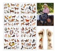 YPYMOD 8 Hojas Tatuajes Temporales Niños,Pegatinas de Tatuajes de Caballos para Niños, Bueno para Suministros de Fiesta de Cumpleaños para Niños, Regalos de Cumpleaños para Niños