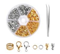 YPYMOD Juego de Cierres para Pulseras de Joyería, Cierres para Pulseras Kit con Cierre de Mosquetón, para Hacer Joyas Artesanales DIY Collar Pulsera(Blanco K y Oro de Imitación）
