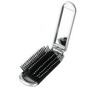 YPYMOD Mini Cepillo Plegable para El Pelo de Viaje, Cepillo de Viaje con Espejo, para Hombres, Niñas, Mujeres，para El Cuero Cabelludo Grueso, Fino, Rizado, Liso, Húmedo y Seco（Plata）