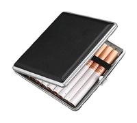 YPYMOD Pitillera, Pitillera de Piel de Metal, Cigarette Case para 20 Cigarrillos, Cigarette Case Vintage para Mujer y Hombre, Adecuada para Pantalones, Camisa, Bolso(Negro)