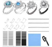 YPYMOD Transparente Ajustador de Anillos, Ajustadores de Tamaño de Anillo, Medidor de Anillos con Paño de Pulido y Herramienta de Anillos, Protectores de Anillo Invisibles para Anillos Sueltos