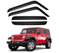 YQAUTEC Protector de Lluvia para Ventana para Jeep Wrangler JK Unlimited 2007-2018, Viseras de ventilación de Ventana, deflectores de Viento para Wrangler JKU 07-18