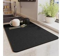 YQBFTC Alfombrilla Escurreplatos,40x50cm Alfombrilla Fregadero Cocina,Súper Absorbente Tapete Fregadero Cocina,Alfombrilla Secado Platos,Estera Fregadero Secado Rápido,Alfombrilla para Cafetera Negro