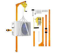 YQCXG 49 FT Air Conditioner Lifting Crane Tool, 400 LBS Capacity, Outdoor AC Installation Bracket, Manual Winches, Heavy-Duty Orange Lifting Equipment