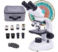 YQDDM Microscopio compuesto binocular - Juego de portaobjetos de microscopio/bolsa/30 adaptadores de muestra/microscopio biológico potente móvil (20000X)