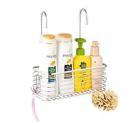 YQh Estante de ducha colgante, estante de almacenamiento de baño, soporte de champú, el gancho trasero se puede girar y se puede colgar en el grifo o barra transversal, acero inoxidable 304 a prueba