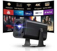 YQHS Mini proyector con WiFi y Bluetooth, 600ANSI Native 1080P 4K compatible con proyector inteligente aplicaciones de transmisión integradas, giratorio de 270°, Keystone automático, proyector