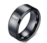 YQHWLKJ Anillo de acero inoxidable de Anime Alas de la bandera de la libertad Anillos de dedo para hombres Mujeres Joyería Fans Gifts-10,03black