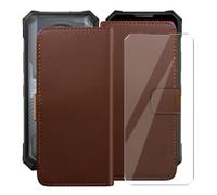 YQINHHME Funda + Cristal Templado para Doogee V50 Pro, Brown