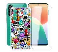 YQINHHME Funda + Cristal Templado para Samsung Galaxy F70 Pro | XS40
