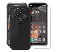 YQINHHME Funda para Blackview Fort 2 (6.56 ") + Cristal Templado Película, Ultrafina Antichoque X Antiarañazos Negro Suave Silicona TPU Case Carcasa para Blackview Fort 2 - Negro