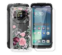 YQINHHME Funda para Blackview Rock 1 (6.56 ") + Protector de Pantalla Cristal Templado, Funda de Silicona Suave Ultrafina Anti-rasguños TPU Carcasa Case para Blackview Rock 1 - Rosa roja