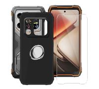 YQINHHME Funda para Blackview Xplore 1 (6.78 ") con 1 X Cristal Templado + 360° Rotación Anillo Soporte, Negro Anti-Arañazo Suave Silicona TPU Case Carcasa para Blackview Xplore 1