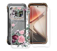 YQINHHME Funda para Blackview Xplore X1 (6.78 ") + 2 X Cristal Templado Protector de Pantalla, Antichoque Anti-Arañazos Carcasa Ultrafina Suave TPU Case para Blackview Xplore X1 - Rosa roja