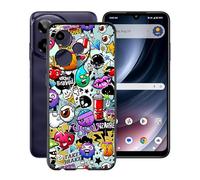 YQINHHME Funda para Cricket Icon Plus 2026 (6.90"), Ultrafina Anti-rasguños X Antichoque Negro Carcasa de Telefono Suave Silicona TPU Caso Case para Cricket Icon Plus 2026 - Grafiti