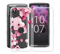YQINHHME Funda para Crosscall Stellar-M6E (6.1 "), 2 Pack Ultrafina Anti-Arañazos TPU Back Case Antichoque Suave Silicona Bumper Carcasa para Crosscall Stellar-M6E - Clear + Flor de durazno